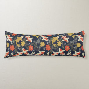 Coussins Longs Élégant motif de carpe koï et de lotus