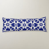 Coussins Longs Élégant motif floral bleu et blanc (Dos)