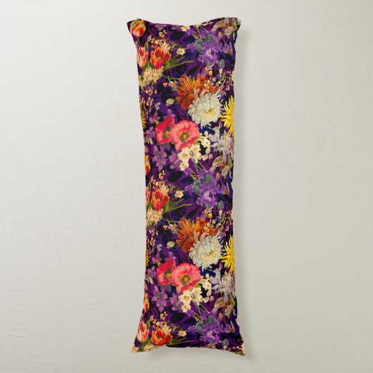 Coussins Longs Élégant motif floral jaune violet (Devant (Vertical))