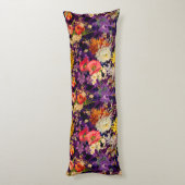 Coussins Longs Élégant motif floral jaune violet (Dos (Vertical))