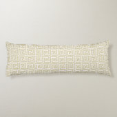 Coussins Longs Elégant Motif grec beige et blanc (Dos)