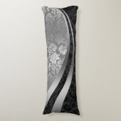 Coussins Longs Élégant noir et argent Damas Stripes dynamiques (Devant (Vertical))