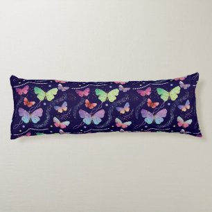 Coussins Longs Élégant Papillons violets et bleus brillants