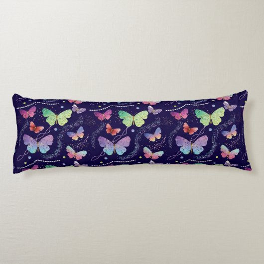 Coussins Longs Élégant Papillons violets et bleus brillants (Dos)