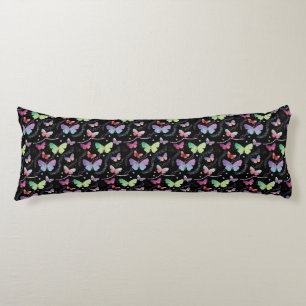 Coussins Longs Élégant Papillons violets et bleus brillants