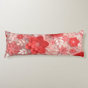 Coussins Longs Elégant Pastel Pink Papier Fleurs Corps Oreiller