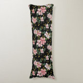 Coussins Longs Elégant rose Aquarelle Florale Noir Botanique (Devant (Vertical))