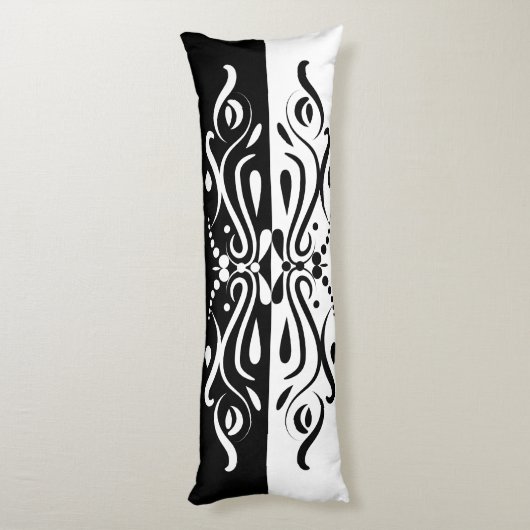 Coussins Longs Élégant style arlequin Abstrait noir et blanc (Dos (Vertical))