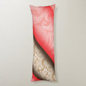 Coussins Longs Élégant tissu rouge et or avec floral complexe (Dos (Vertical))