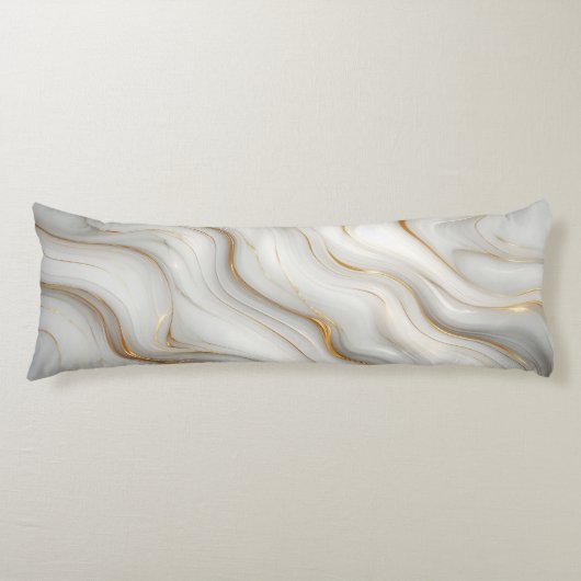 Coussins Longs Elegant White Gray Gold Marble Pattern Design  (Devant)