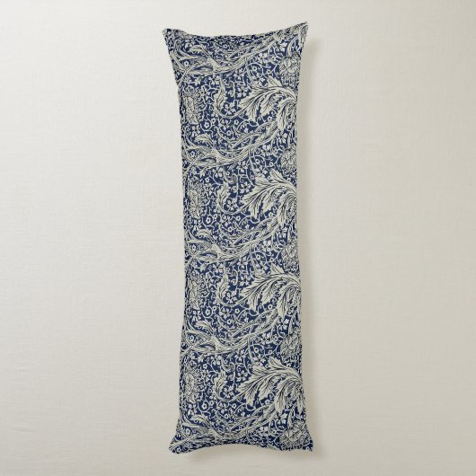 Coussins Longs Elégant William Morris Floral Bleu Motif blanc (Dos (Vertical))