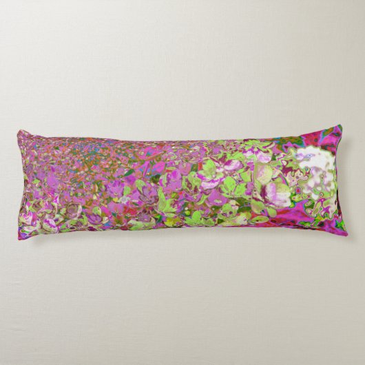 Coussins Longs Élégante Chartreuse Vert, Rose et Bleu Hydrangée (Dos)