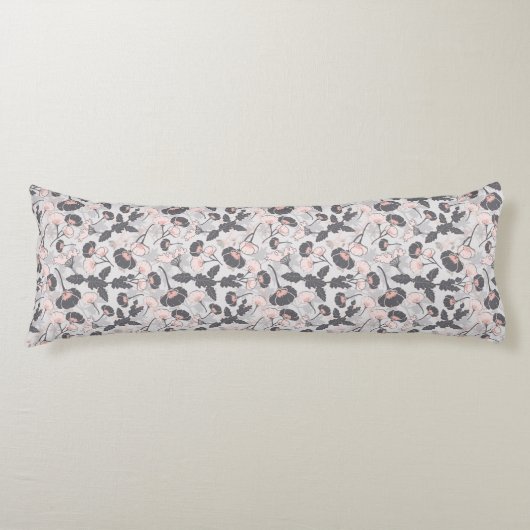 Coussins Longs Élégante Fleurs en gris rose féminin (Devant)