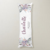 Coussins Longs Élégante Lavande et Fleurs de Pêche (Dos (Vertical))