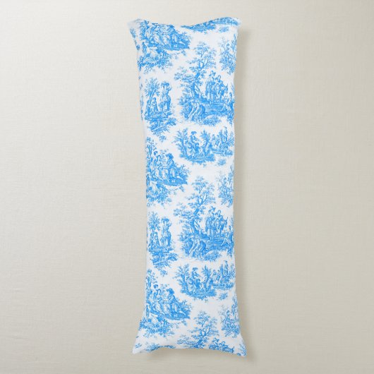 Coussins Longs Élégante toile de Jouy bleu turquoise (Devant (Vertical))
