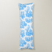 Coussins Longs Élégante toile de Jouy bleu turquoise (Dos (Vertical))