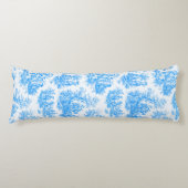 Coussins Longs Élégante toile de Jouy bleu turquoise (Devant)