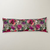 Coussins Longs Élégantes fleurs roses grises (Dos)