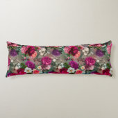 Coussins Longs Élégantes fleurs roses grises (Devant)