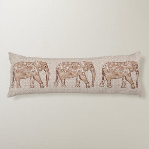 Coussins Longs Éléphale tourbillon fractal - marron et taupe