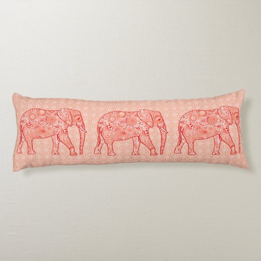 Coussins Longs Éléphant de remous de fractale - orange et blanc (Dos)