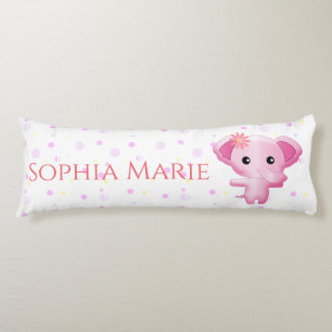 Coussins Longs Eléphant petite fille rose