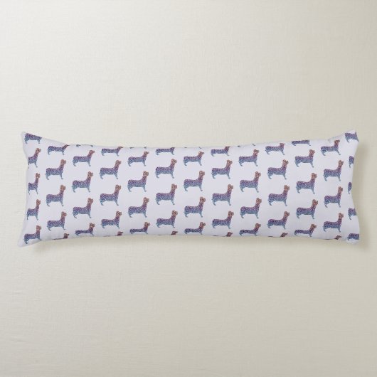 Coussins Longs Embossed Indigo Gradient Paw Print Dog Outline (Devant)