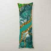 Coussins Longs Emerald Green & Gold Agate Parties scintillant (Dos (Vertical))