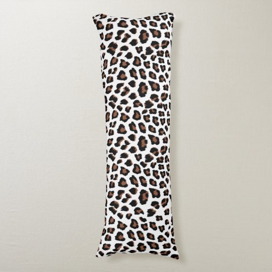 Coussins Longs Empreinte de léopard blanc (devant Vertical)