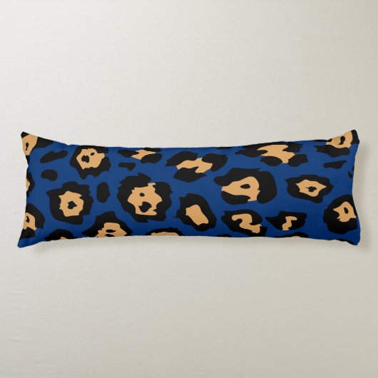 Coussins Longs Empreinte de léopard bleu (Devant)