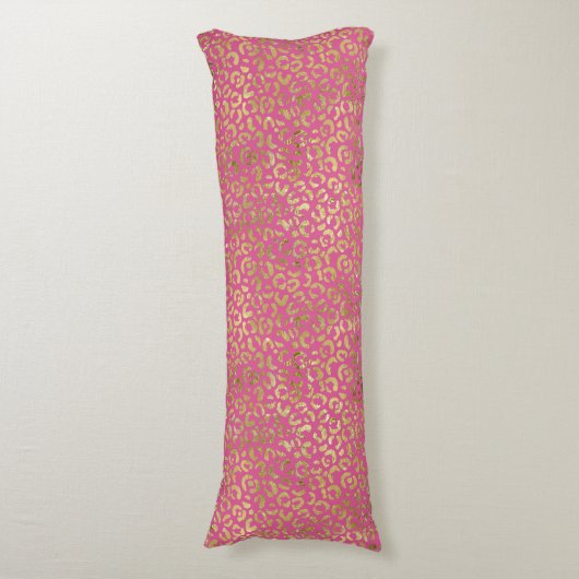 Coussins Longs Empreinte de léopard d'or rose fille (Devant (Vertical))