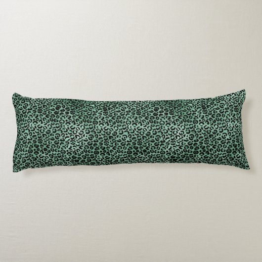 Coussins Longs Empreinte de léopard Glam vert fille (Dos)