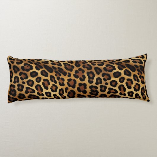 Coussins Longs Empreinte de léopard noir Brown or (Dos)