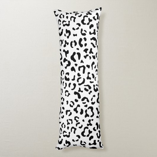 Coussins Longs Empreinte de léopard, Zones Léopard, Noir Et Blanc (Dos (Vertical))