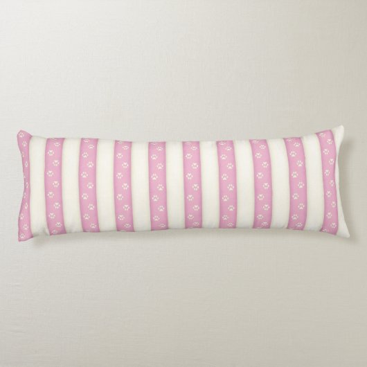 Coussins Longs Empreintes de pattes de chiens sur Pink & Antique  (Dos)