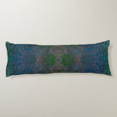 Coussins Longs Encre d'alcool vert foncé et bleu Abstrait (Dos)