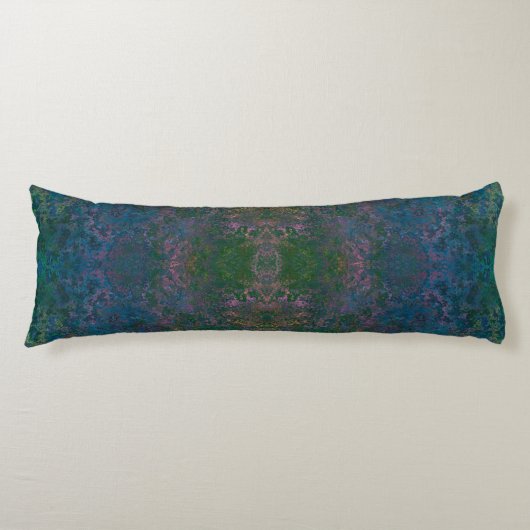 Coussins Longs Encre d'alcool vert foncé et bleu Abstrait (Devant)