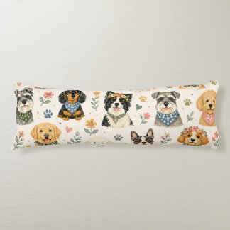 Coussins Longs Ensemble de motifs de chien à l'aquarelle 