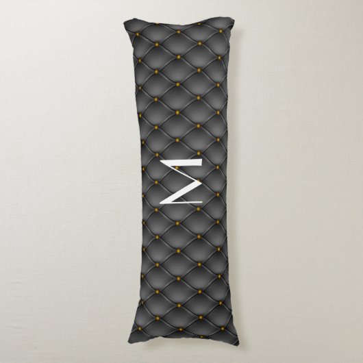 Coussins Longs Épaules en cuir noir en laiton (Devant (Vertical))