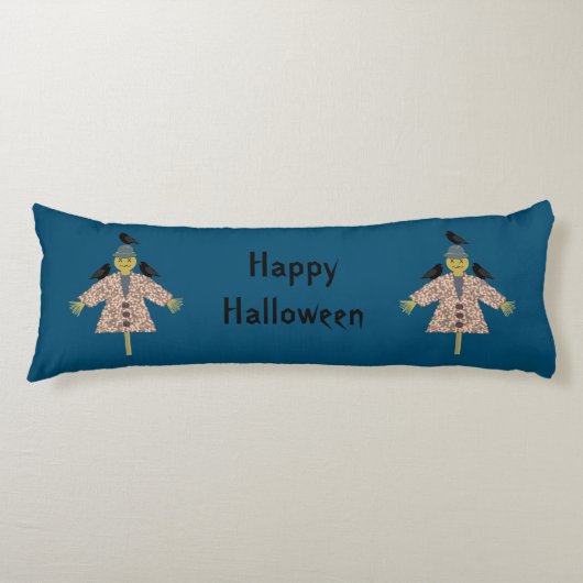Coussins Longs Épouvantail et corbeaux en paille d'Halloween rect (Devant)