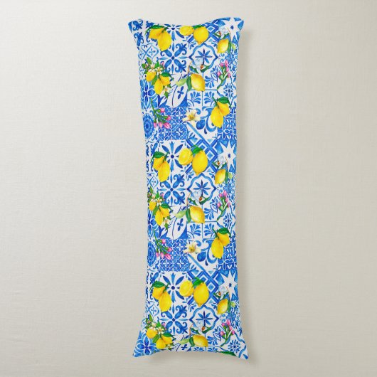 Coussins Longs Eté bleu Sicilien Amalfi Méditerranée majolica (Devant (Vertical))