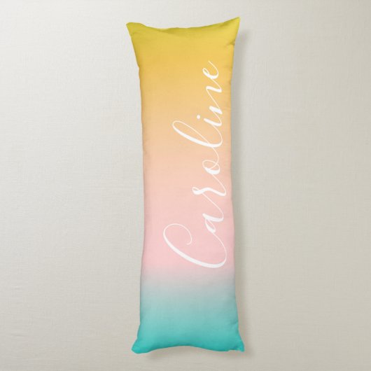 Coussins Longs Été Pastel Gradient | Nom de script personnalisé (Dos (Vertical))