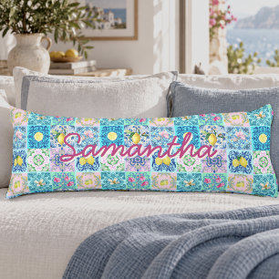Coussins Longs Été sicilien turquoise coloré azulejo Amalfi