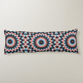 Coussins Longs Étoile de mandala noire, bleue et rouge (Dos)