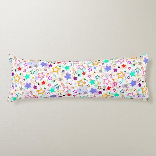 Coussins Longs Étoiles colorées blanches (Devant)