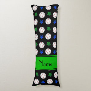 Coussins Longs Étoiles noires nommées personnalisées de vert b