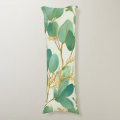 Coussins Longs Eucalyptus Feuille Green et Gold Design (Devant (Vertical))