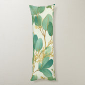 Coussins Longs Eucalyptus Feuille Green et Gold Design (Dos (Vertical))