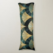 Coussins Longs Eventails Art Déco - Or sur Émeraude (Devant (Vertical))