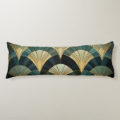 Coussins Longs Eventails Art Déco - Or sur Émeraude (Devant)